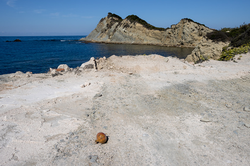 Oysters and shellfish production in Limski Kanal / Limfjord / Limski Fjord in Istria near Rovinj. Adriatic Sea, Croatia.