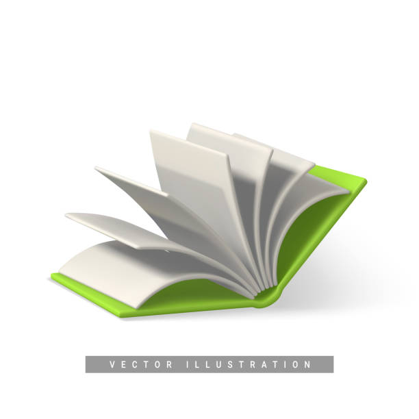istock Cute cartoon open book. Realistic 3d book with shaddow on white background. Vector illustration 1910171212