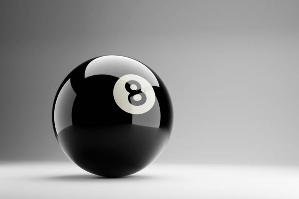 istock Billiards black eight ball isolated on white background 3d Illustration 1910192487