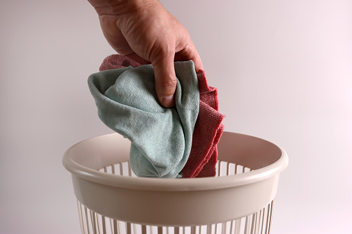 Dispose of used microfiber cloths in the recycling bin