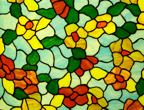 Flower patterned tiffany stained glass