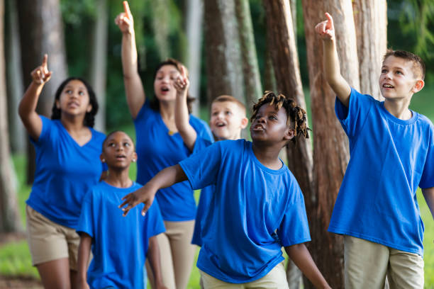 istock Children in summer camp at park exploring nature 1910260504