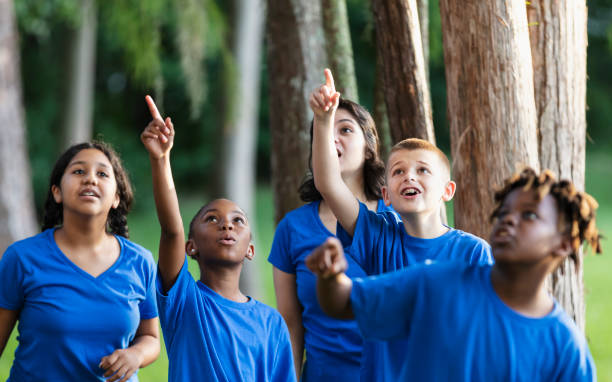 istock Children in summer camp at park exploring nature 1910260505