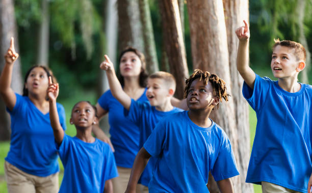 istock Children in summer camp at park exploring nature 1910260507