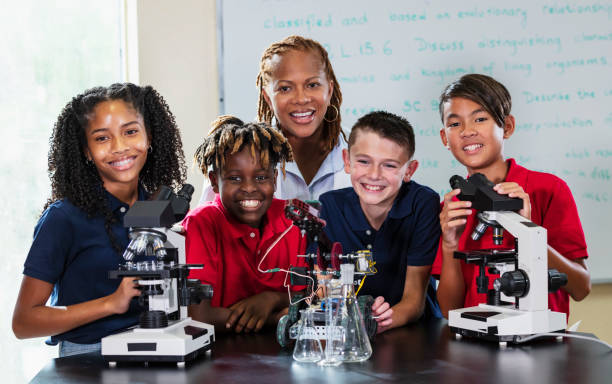 istock Multiracial children and teacher in science class 1910284904