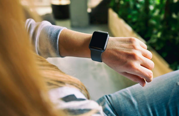 istock The modern smart watch on the woman's hand 1910297953