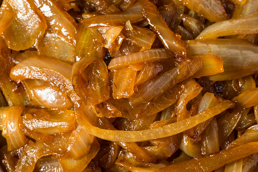 Brown Organic Caramelized Onions in a Bowl to Cook With