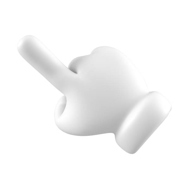 istock White emoji cute hand showing left pointing gesture isolated. Close up tap gestures icon, symbol, signal and sign. 3d rendering. 1910409654