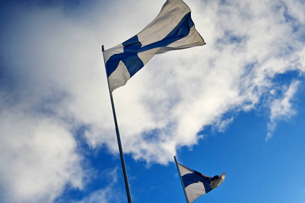 istock waving national flags of Finland 1910415363