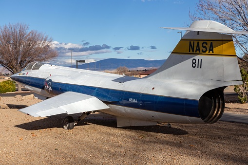 Las Vegas, USA - November 8, 2014: USAF Thunderbirds perform air show routine during Aviation Nation at Nellis AFB on November 8,2014 in Las Vegas,NV. Squadron is the official air demonstration team for the USAF. 