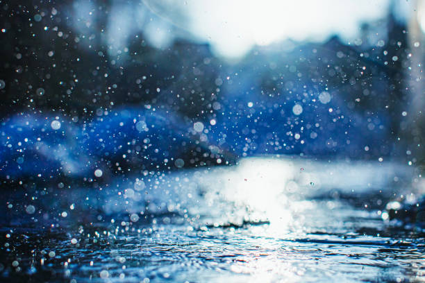 istock Raindrop falls in puddle. Rain. Splashes of water 1910458784