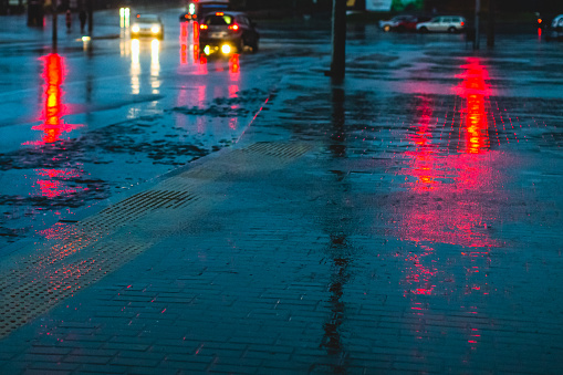 Rain in the city.