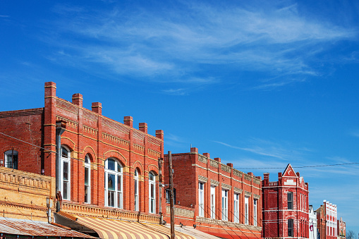 Old buildings in downtown Lockhart, Texas, USA