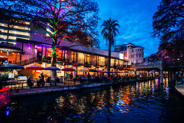 San Antonio Riverwalk by night, Texas