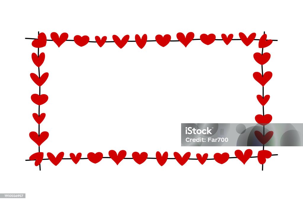 Simple Rectangular Hearts Rectangular Frame With Hearts Colored Silhouette Horizontal Front View ...