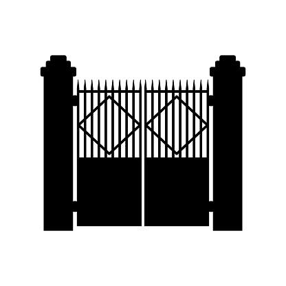 Gate icon. Black silhouette. Front view. Vector simple flat graphic illustration. Isolated object on a white background. Isolate.