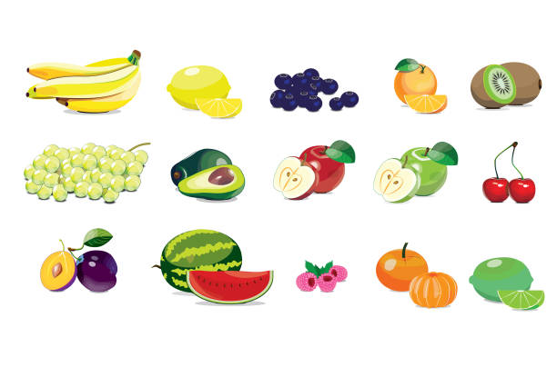 different sorts of healthy fruits. vector - strawberry vine pattern plant stock illustrations