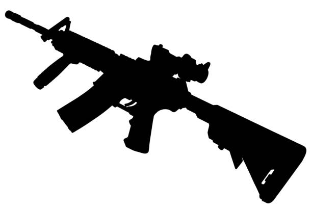istock M4 Carbine with optic sight black silhouette 1910636966