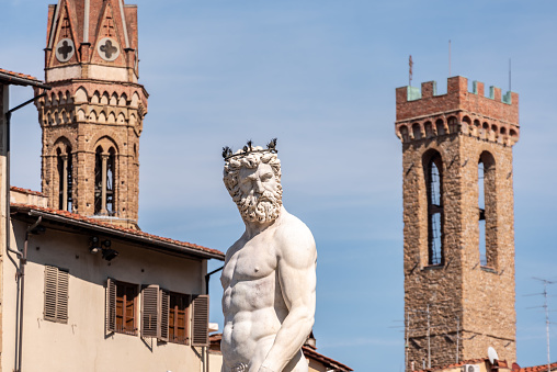 Statue of the famous Neptune fountain at the Piazza della Signoria in Florence, Italy