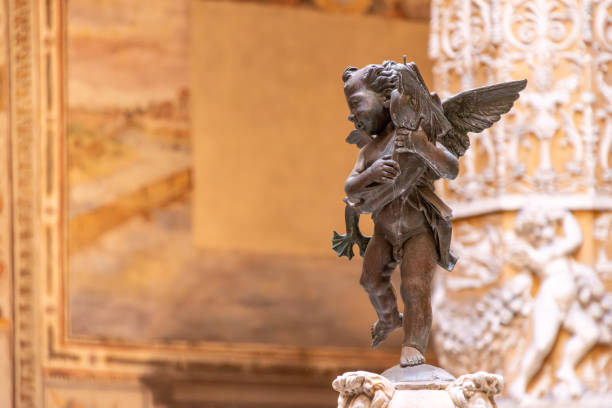 Sculpture details of rich decorated courtyard of Palazzo Vecchio in Florence Sculpture details of rich decorated courtyard of Palazzo Vecchio in Florence, Italy medieval fresco stock pictures, royalty-free photos & images