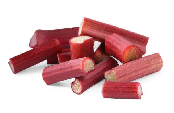 istock Cut fresh rhubarb stalks isolated on white 1910895985