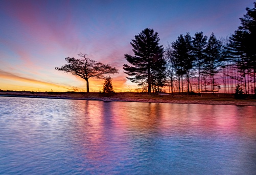 Detroit Point Late Fall Sunrise. Higgins Lake, Michigan.