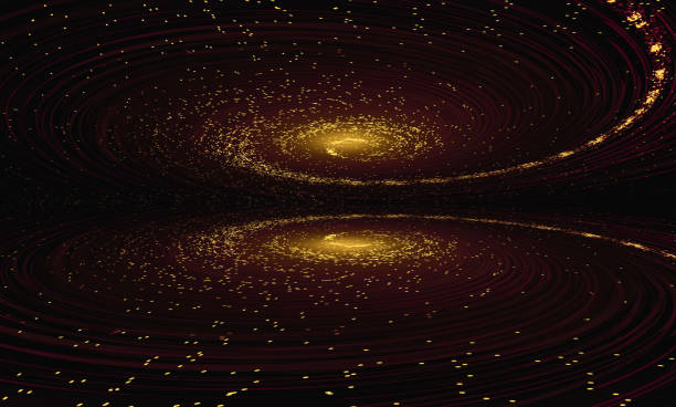 istock Golden glowing particles and lines form cosmic swirls and mirrors 1911129493