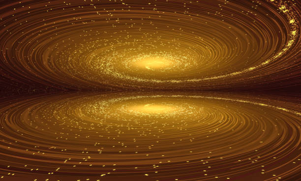 istock Golden glowing particles and lines form cosmic swirls and mirrors 1911129498