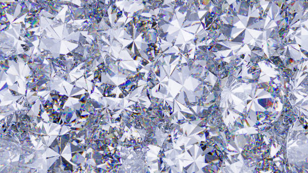 istock Group of round diamonds. Texture closeup. 3D illustration. 1911254124