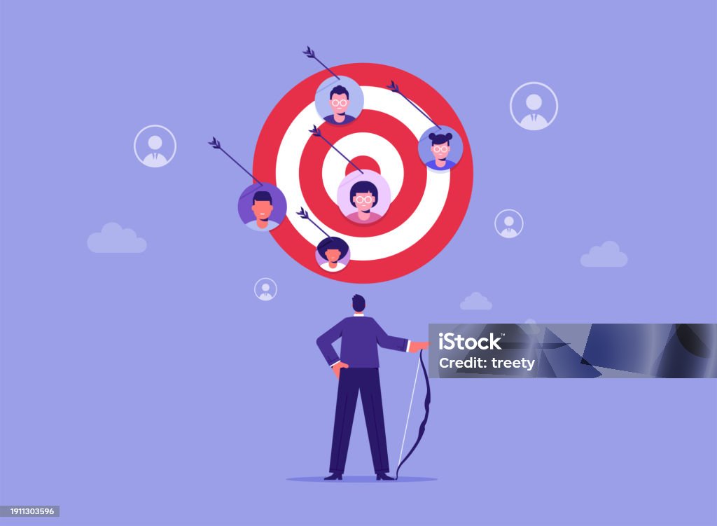 Target Customer Visuals Target Customer Concept Customer Attraction Campaign Stock Illustration ...
