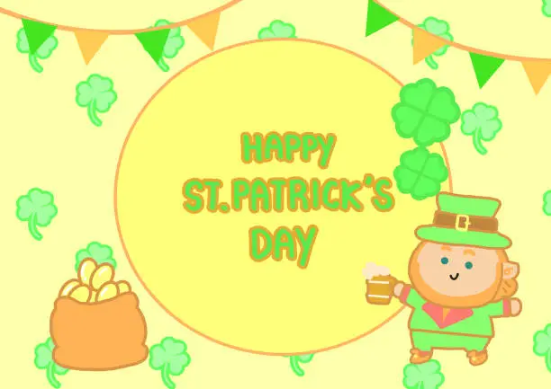 Vector illustration of Cover art design for St. Patrick's Day cartoon style.