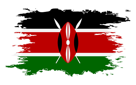 Kenya flag grunge brush color image, vector