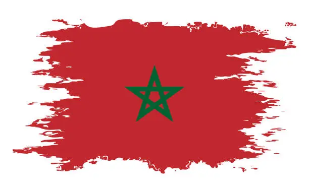 Vector illustration of Morocco flag grunge brush color image vector