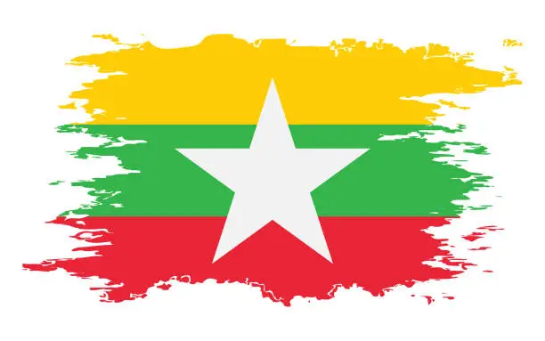 Vector illustration of Myanmar flag grunge brush color image vector