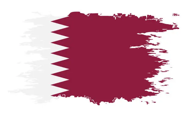 Vector illustration of Qatar flag grunge brush color image vector