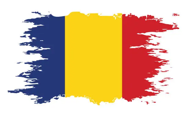 Vector illustration of Romania flag grunge brush color image vector