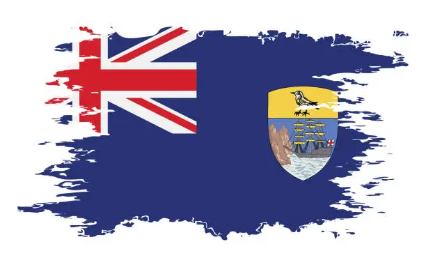 Vector illustration of Saint Helena, Ascension and Tristan da Cunha flag grunge brush color image vector