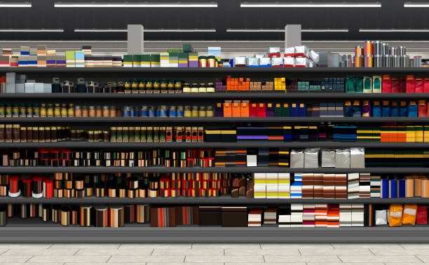 istock Coffee on shelf capsules, Instant, ground, different types and brands on shelf in supermarket 1911418155