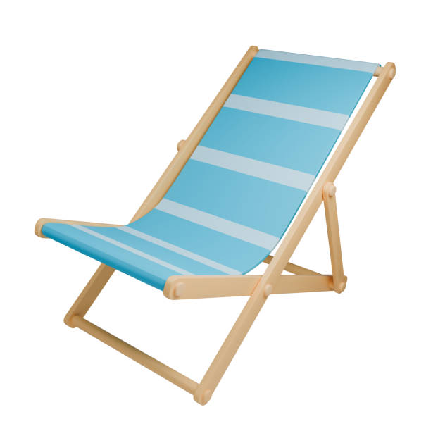 3d element for summer fold chair isolated on white background. 3d element fold chair isolated. blue fold chair element