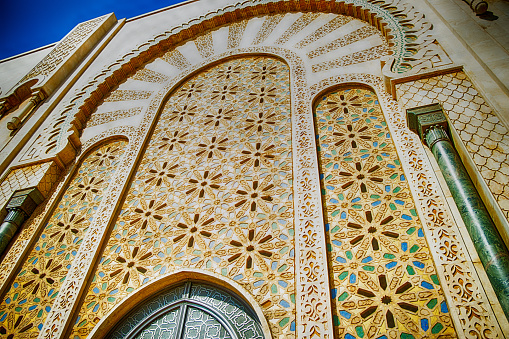 Morocco. Detail of Hassan II Mosque in Casablanca