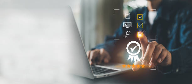 istock businessman working with computers  service Quality assurance, Guarantee, Standards, ISO . 1911505561