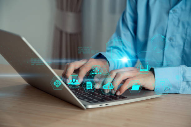 istock Digital technology, internet network and cybersecurity of data center ,businessman  using laptop for cyber security protection cyber security concept , user privacy security 1911506634