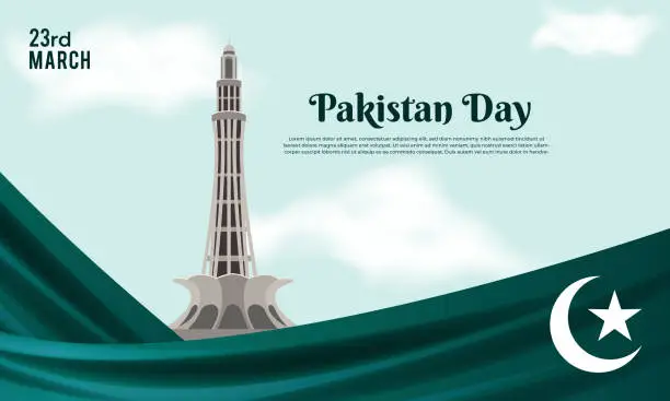 Vector illustration of Happy pakistan day March 23 background for greeting card, poster and banner vector illustration