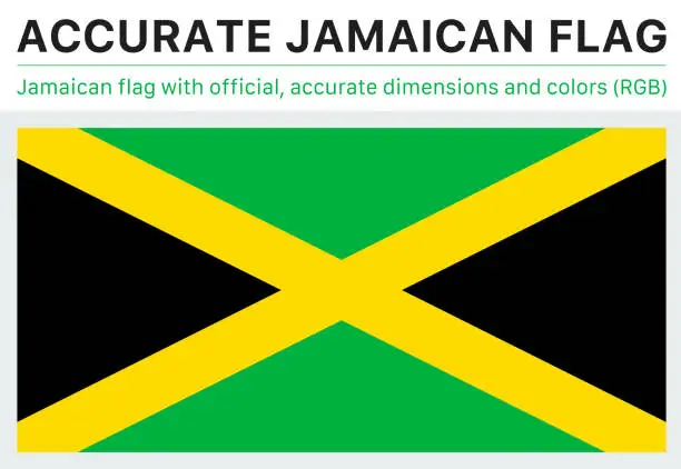 Vector illustration of Jamaican Flag (Official RGB Colors, Official Specifications)