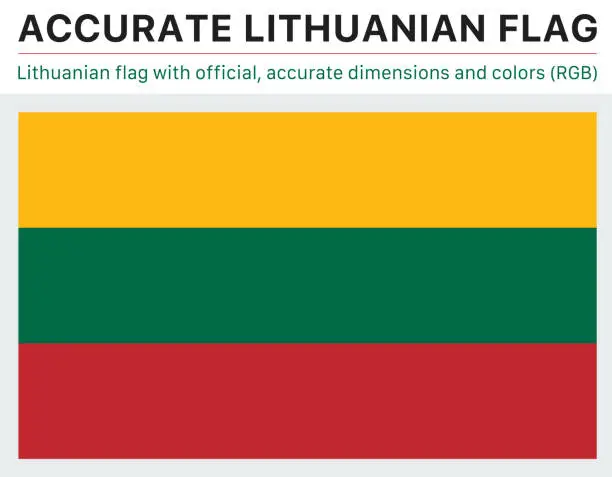 Vector illustration of Lithuanian Flag (Official RGB Colors, Official Specifications)