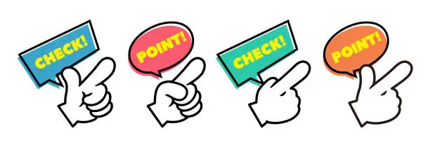 Vector illustration of Check, point pointing icon set vector illustration