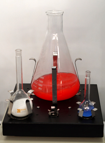 Close-up view of Electric Magnetic stirrer equipment to stirr solutions in chemical or pharma laboratory