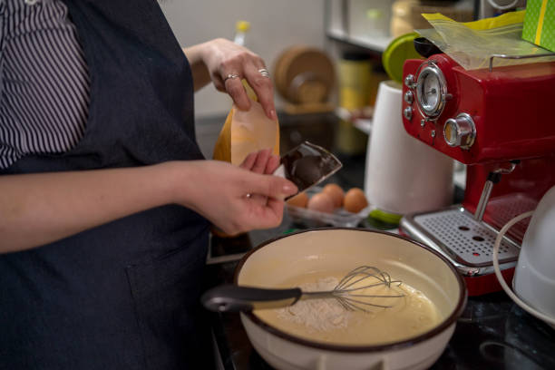 istock Cooking ingredients for baking, eggs, butter and flour 1911610824