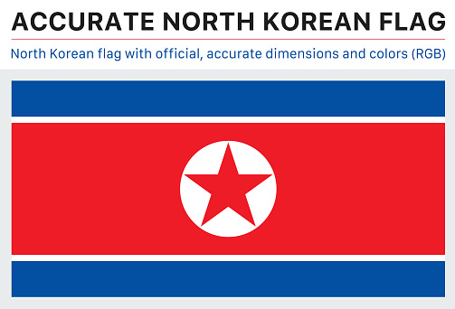 North Korean flag in the official RGB colors and with official specifications. The colors and specifications have been carefully researched.