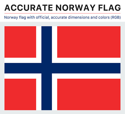 Norwegian flag in the official RGB colors and with official specifications. The colors and specifications have been carefully researched.
